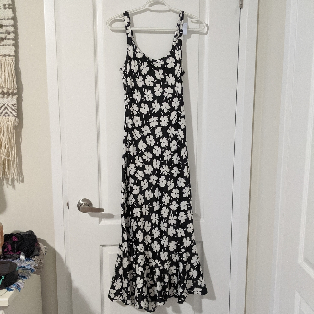 Black dress with white floral